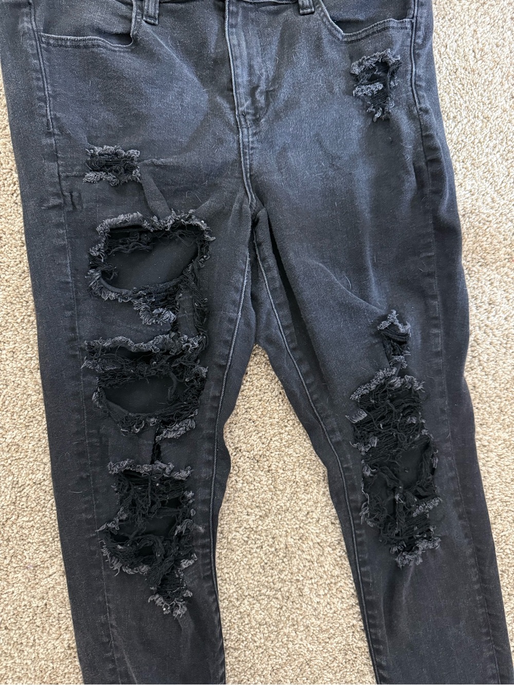 American Eagle Black Distressed Women's Skinny Jeans - Picture 3 of 5
